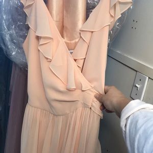 Blush full length braids maid dress